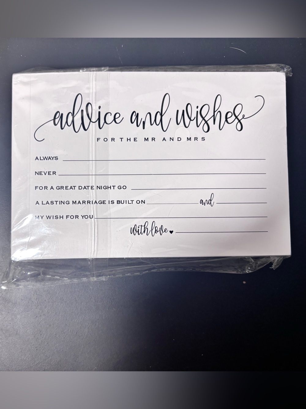 White 'Advice and Wishes' Wedding Wishes Cards and Pencils- Pack